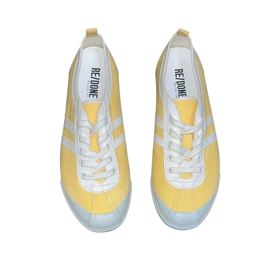 RE/DONE 90s Low-Top Side Stripe Round Toe Lace Up Sneakers Marigold Yellow 39/40